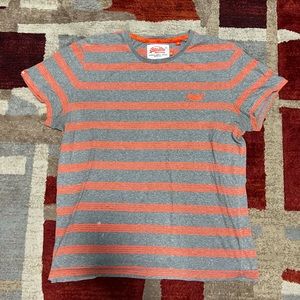 Superdry Mens Orange Striped Shirt Vintage Embroidery Size 3XL pre owned